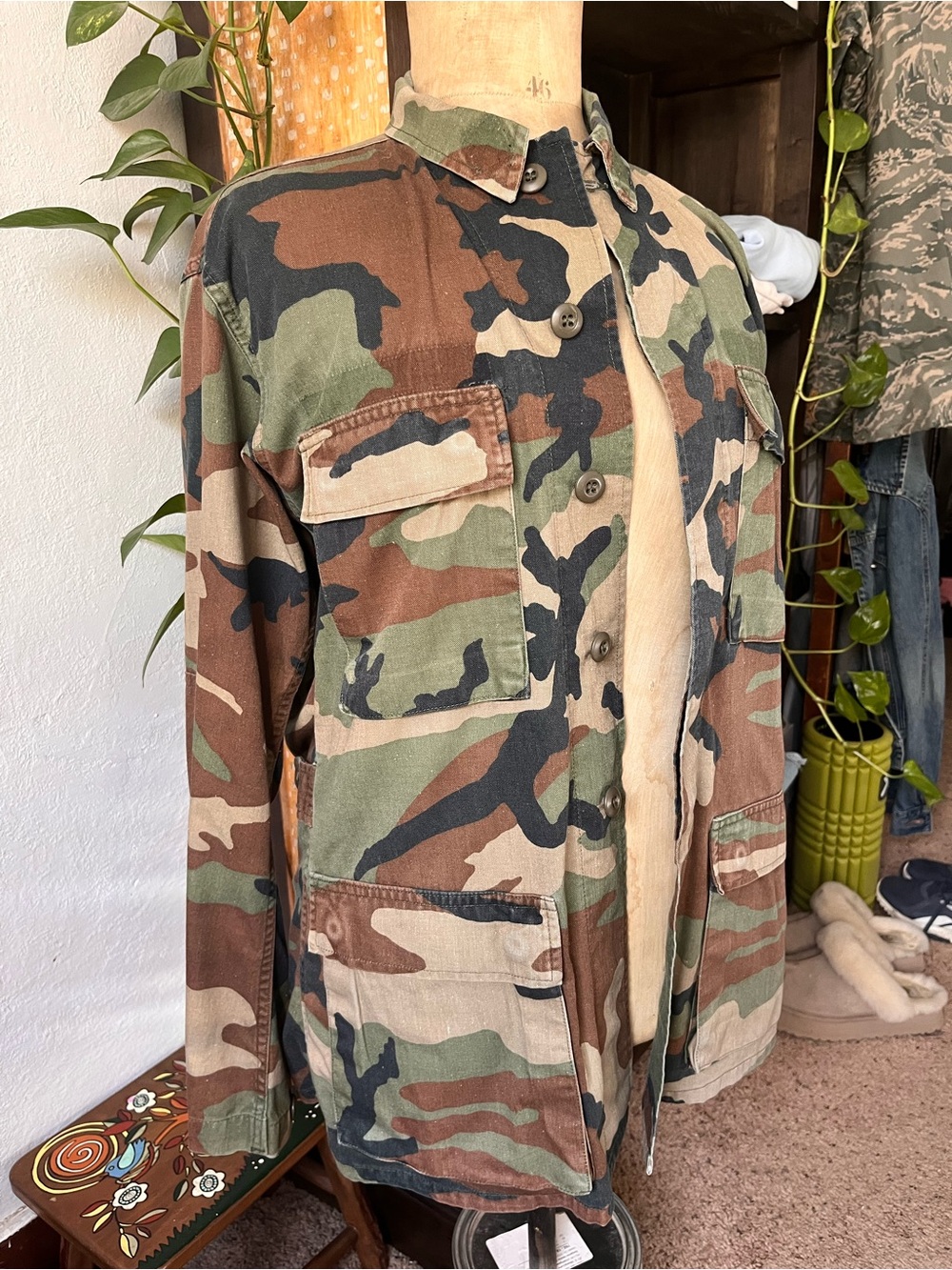 Camouflage Military Jacket - Vintage - Green/Brown Camo